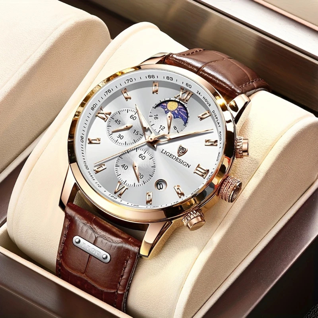 Nicolas | Homme Montre 43 mm Cuir Véritable Quartz
