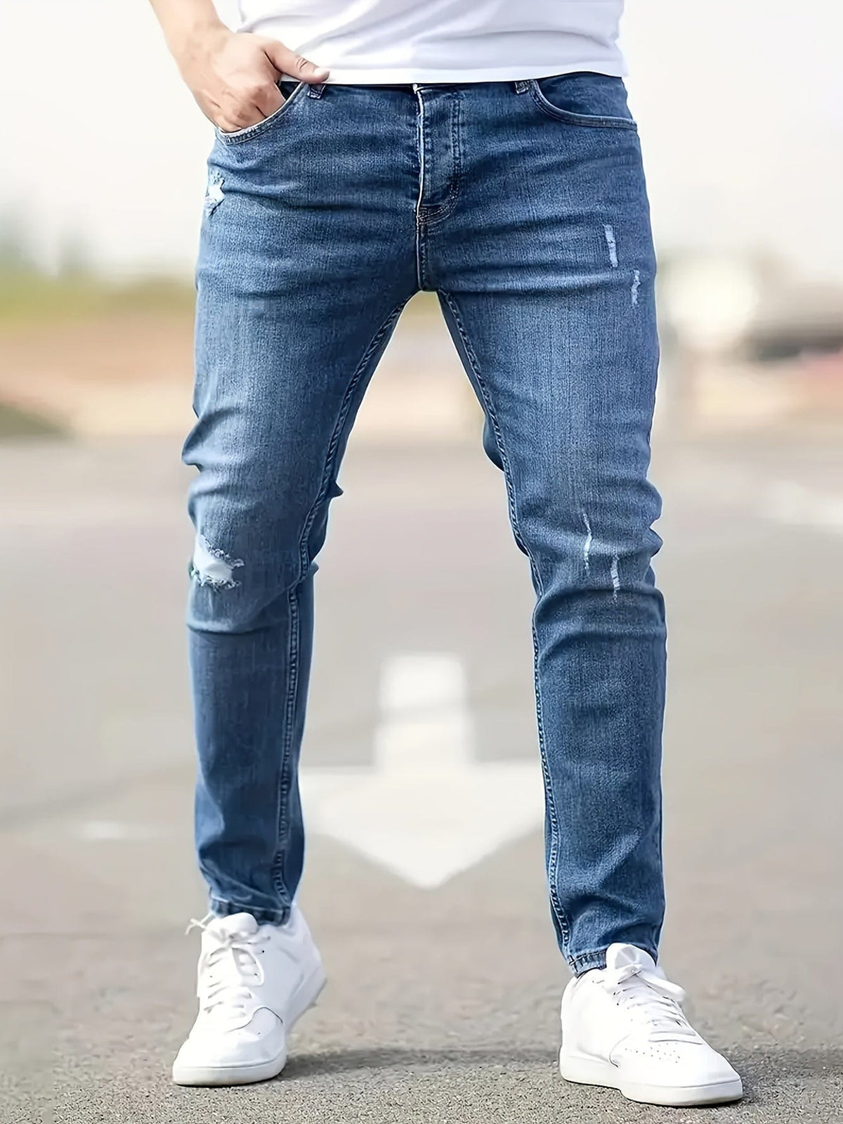 Alex|Jean slim extensible pour homme - Style déchiré