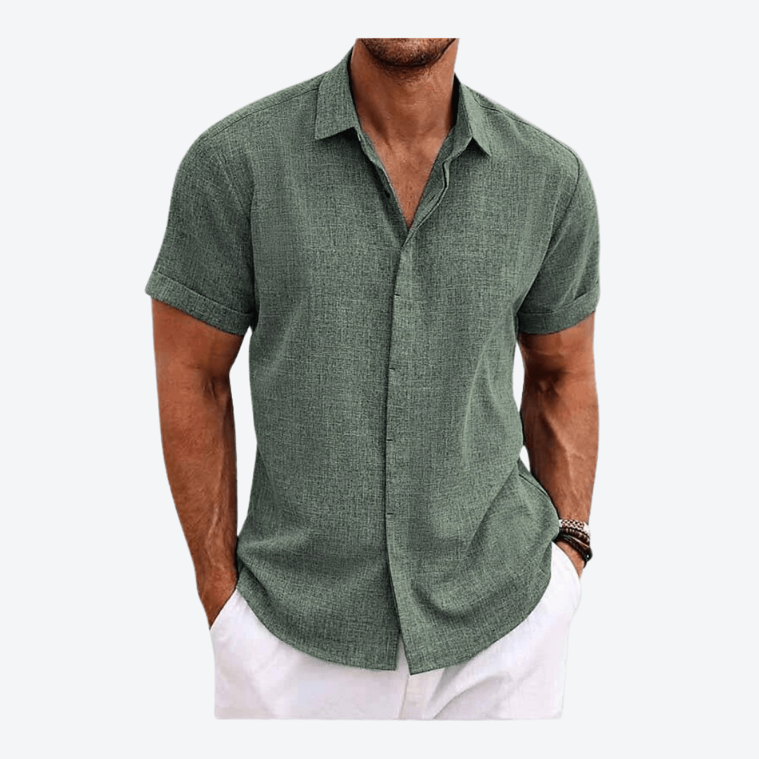 Camisa Manga Curta OLIVER de Linho 100% (LEVE 2 E PAGUE SOMENTE 1 )