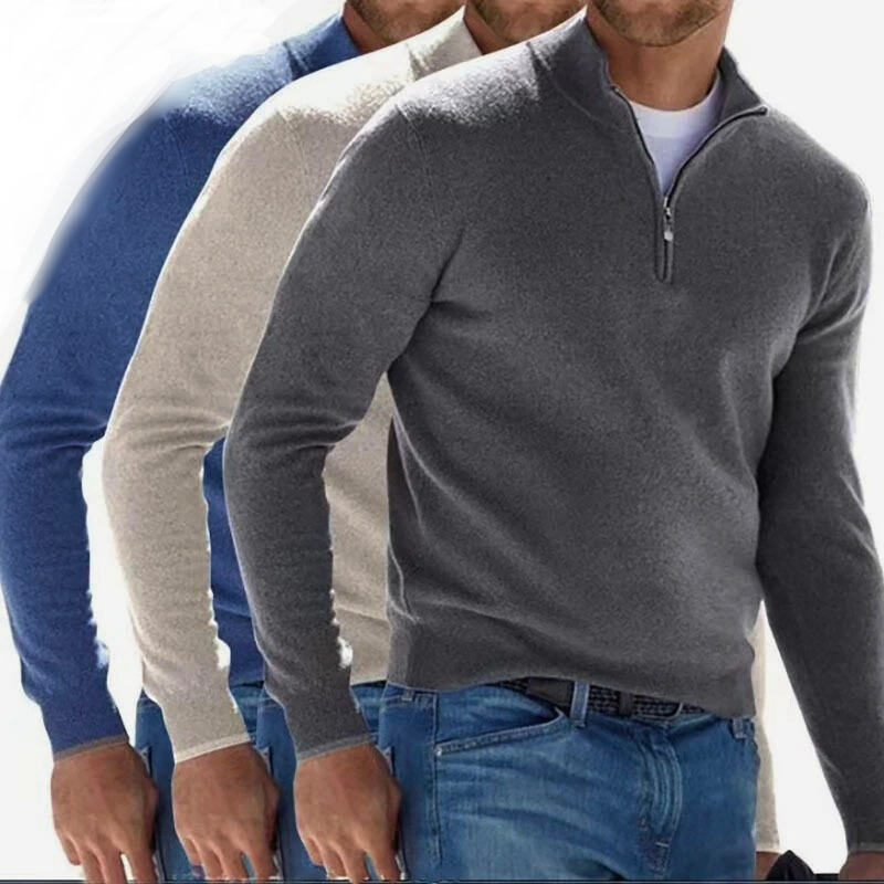 Pull en coton casual zíper