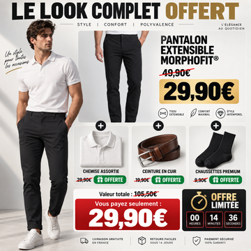 Pantalon Extensible + Polo + Ceinture + Chaussettes