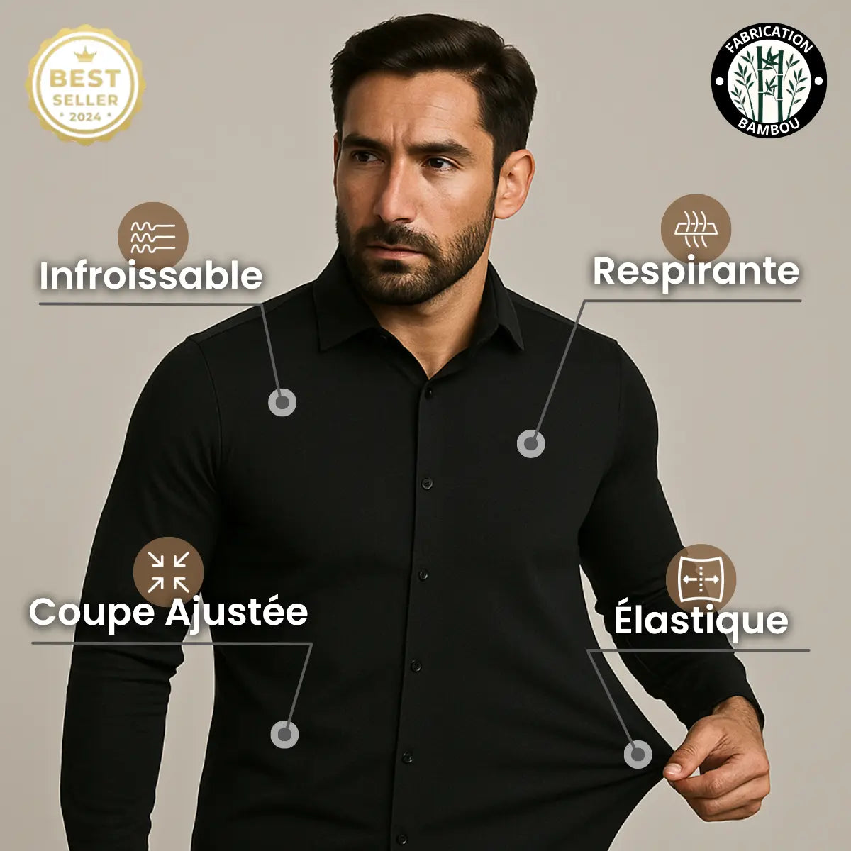 Vesthari - Chemise Infroissable à Coupe Ajustée