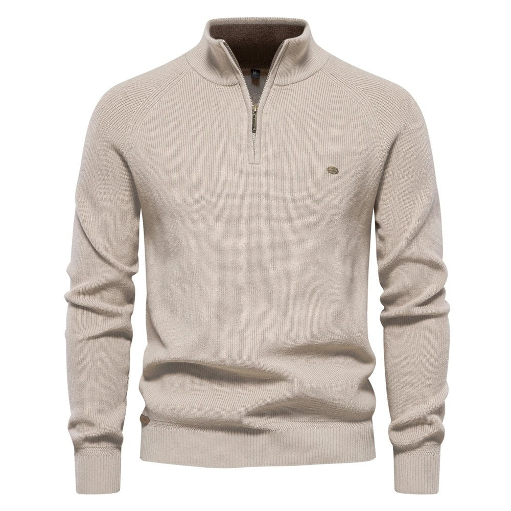 Pull en coton casual zíper