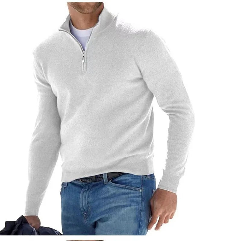 Pull en coton casual zíper