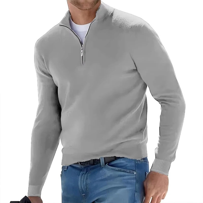 Pull en coton casual zíper